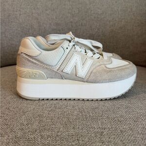 New Balance 574 platform Women's Cream and White Platform Sneakers